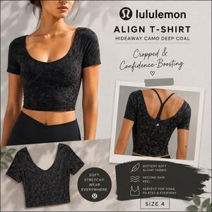 Lululemon Align Tee Hideaway Camo Cropped Short Sleeve Fitted Shirt Size 4